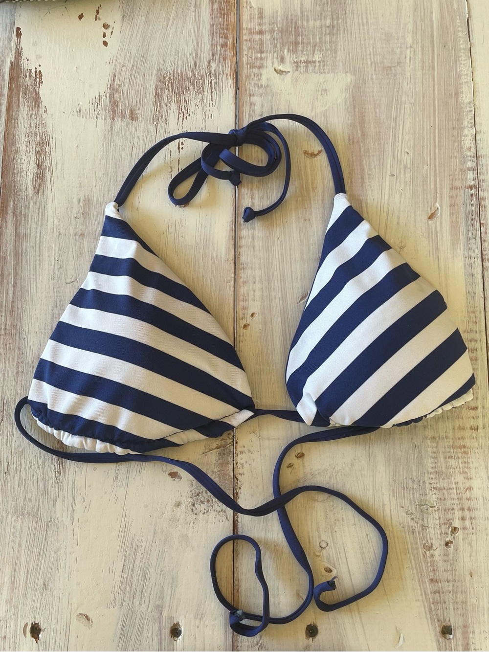 Mossimo Supply Co. Navy and White Striped Triangle Bikini Top